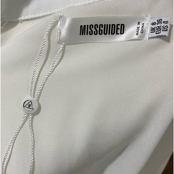 Missguided White Oversized Plunge Front Top Blouse Size 4 - Picture 11 of 11